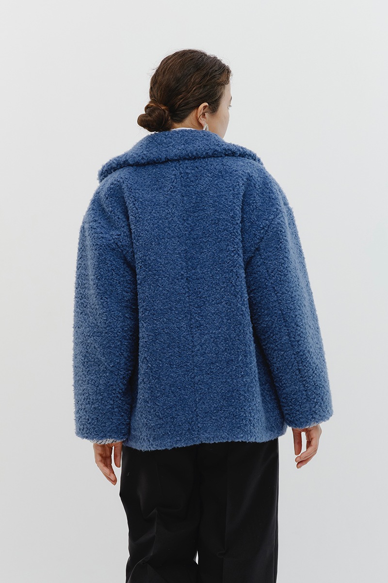 yori 【ヨリ】スイートボアショートコート ブルー 2024AW 新品タグ付き スイートボアショートコート【2024AW】 | Press7| yori
