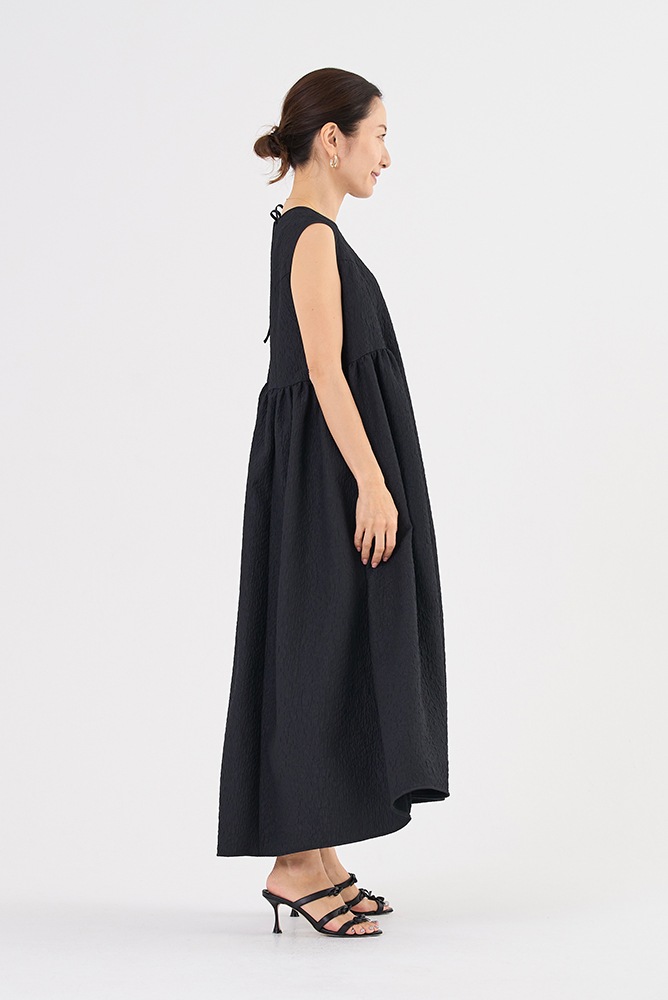 7月中旬発送予定 フクレサイドギャザーワンピース【shichaku