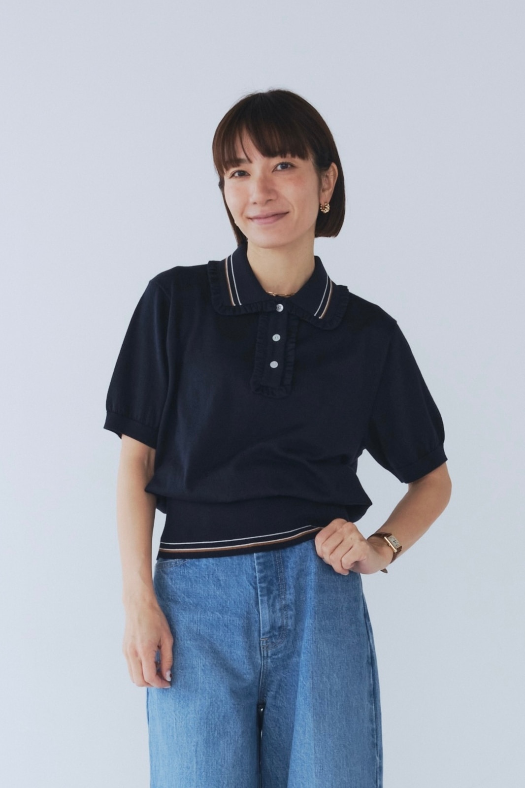 yori ミニフリルポロニット　ネイビー ミニフリルポロニット【2025SM】 | all item| yori