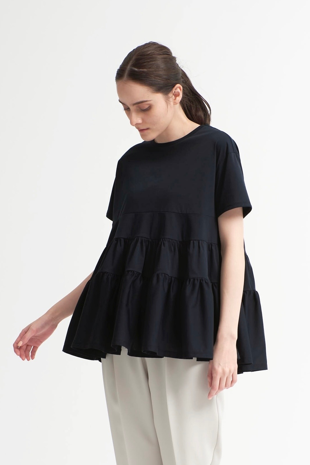 ヨリ|ランダムティアードハーフスリーブ フリル 半袖Tシャツ ピンク ランダムティアードハーフスリーブ | all item| yori