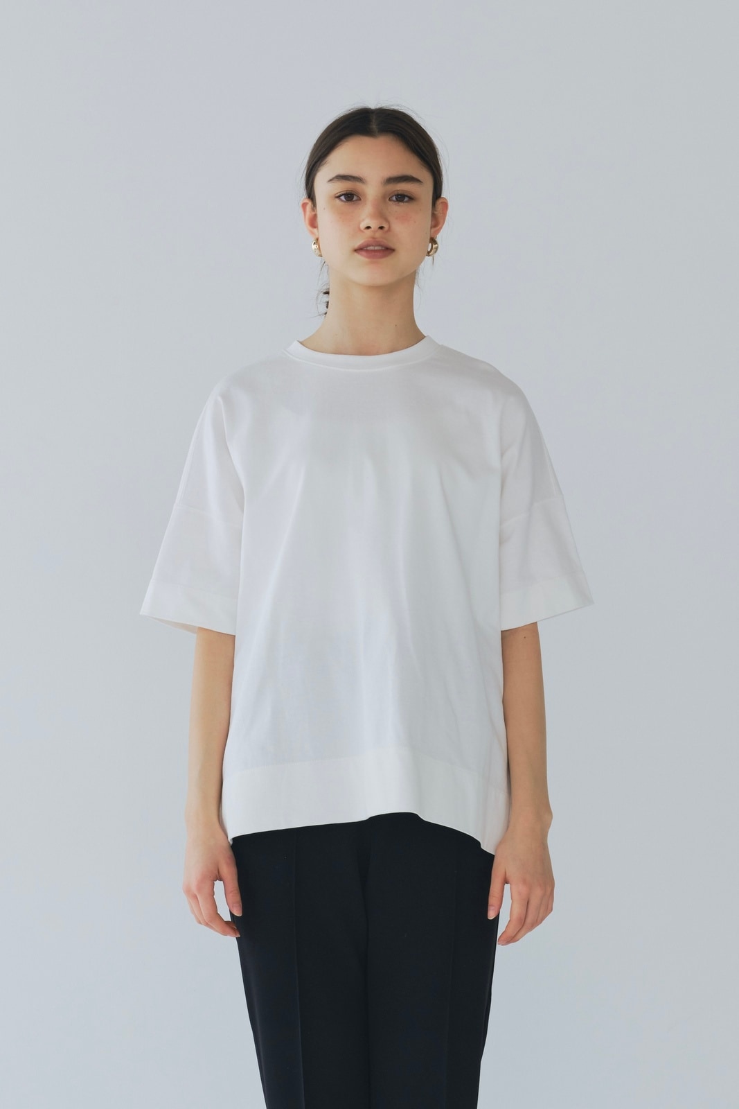 【yoriヨリ】今季完売 ソリッドバックフレアTee ホワイト ソリッドバックフレアTee | all item| yori
