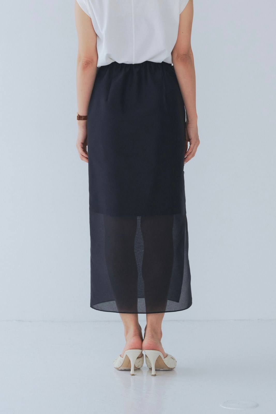 【新品未使用】yori たっぷりフリルシアースカート ブラック 38 たっぷりフリルシアースカート | 2025 SM Collection| yori