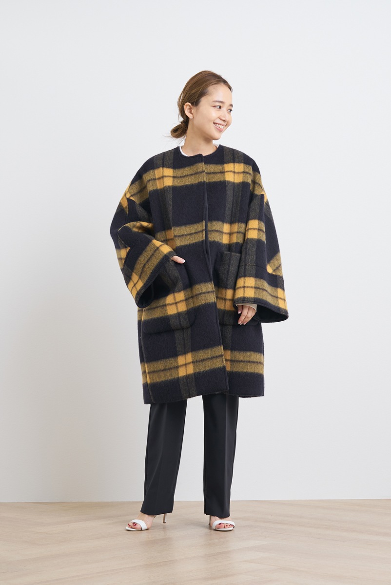 yori シャギーチェックコート yori シャギーチェックコートモヘヤ
