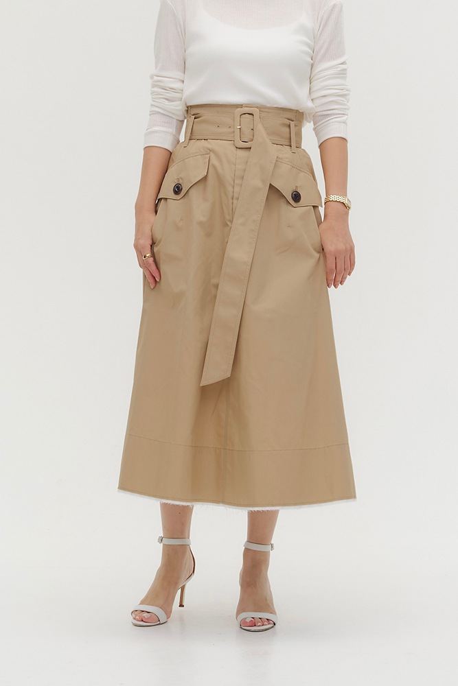 最終お値下げ　新品未使用　タグ付き　ベルト付チノフレアスカート36 popupshop】ベルト付チノフレアスカート【会場お渡し】 | 3