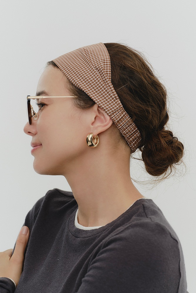 コットンチェックヘアバンド