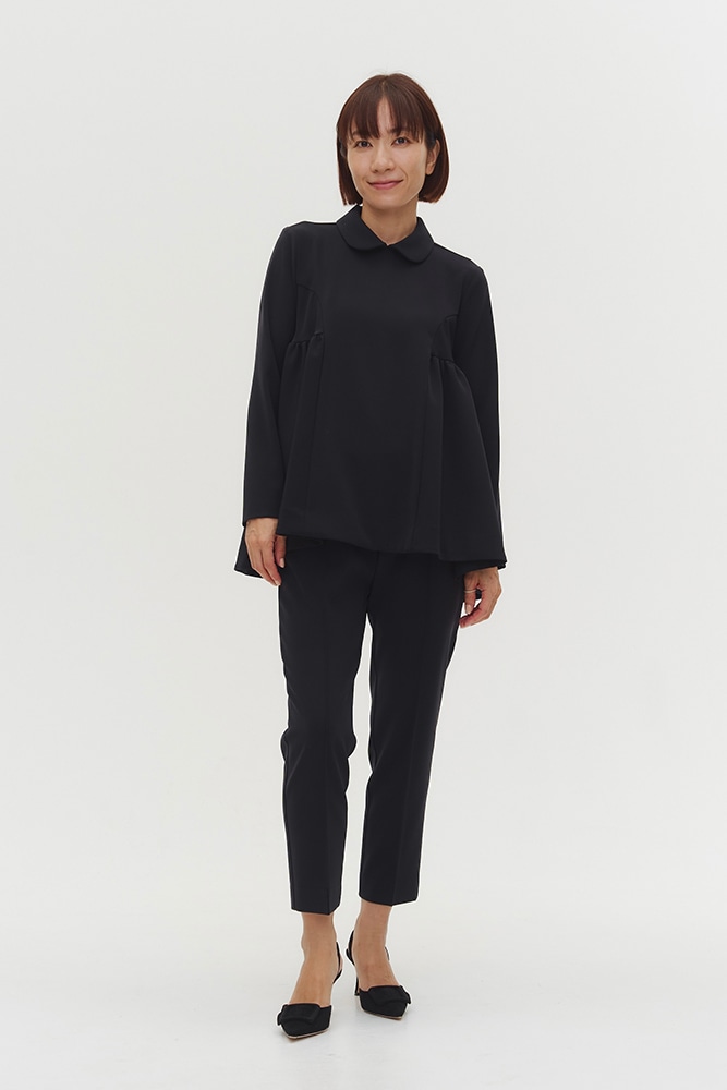 yori セレモニーピンタックパンツ➕　ブラック36 新品 セレモニーピンタックパンツ＋ | all item| yori