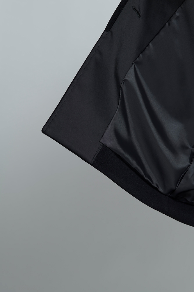 【美品】YORI ウールノーカラーコート　ブラック ウールノーカラーコート | ―| yori