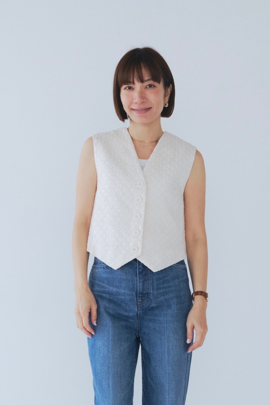 45R ギマツイード花刺繍ノーカラージャケット　ボレロ　サイズ3Ｌ 春秋　日本製 KHAKI FLOWER JQ ARRANGED SPARE COLLAR BLOUSE(M Khaki