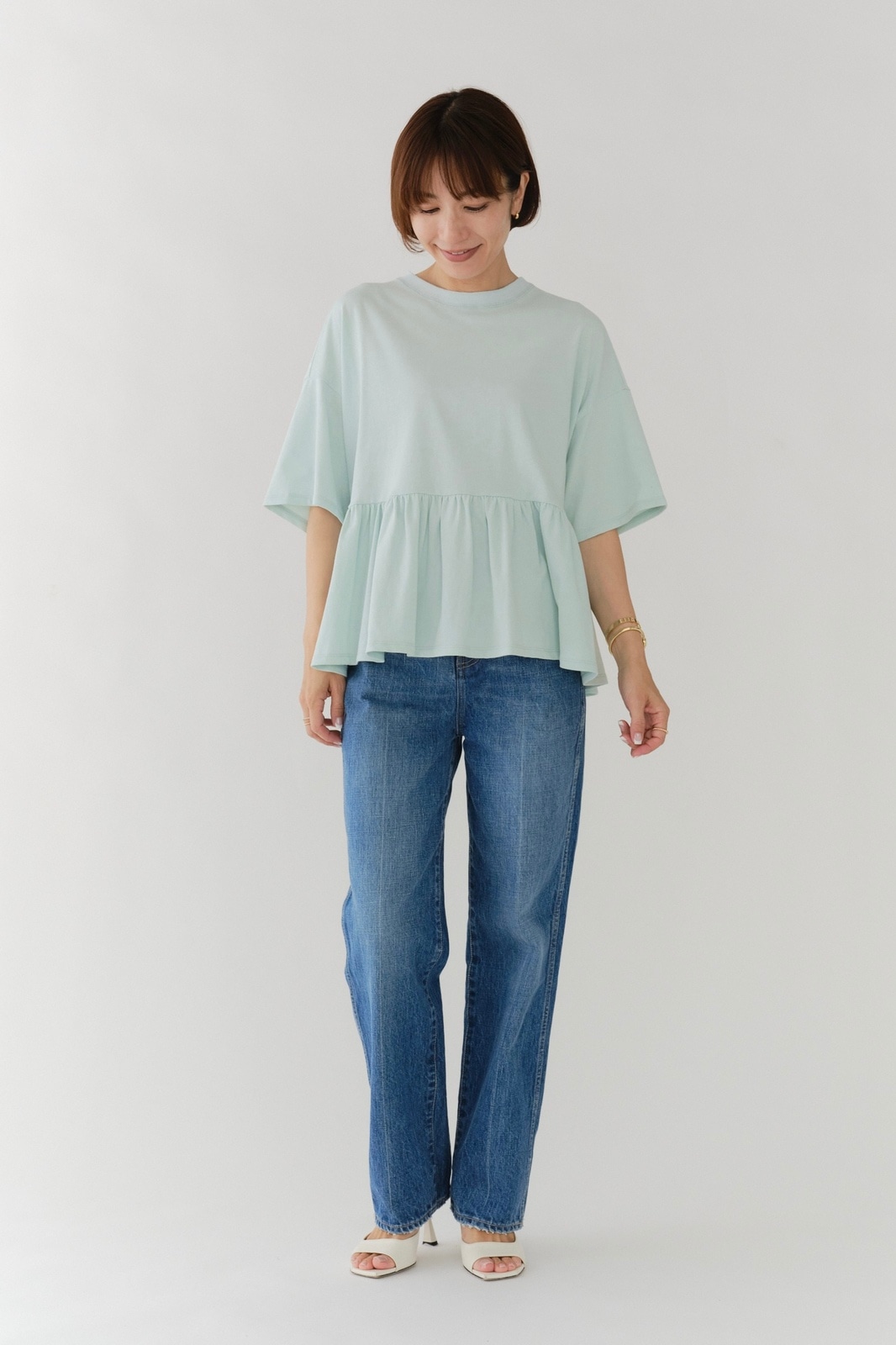 【新品・タグ付き】yori シャーベットフリルカットソー ミント フリーサイズ シャーベットフリルカットソー | all item| yori