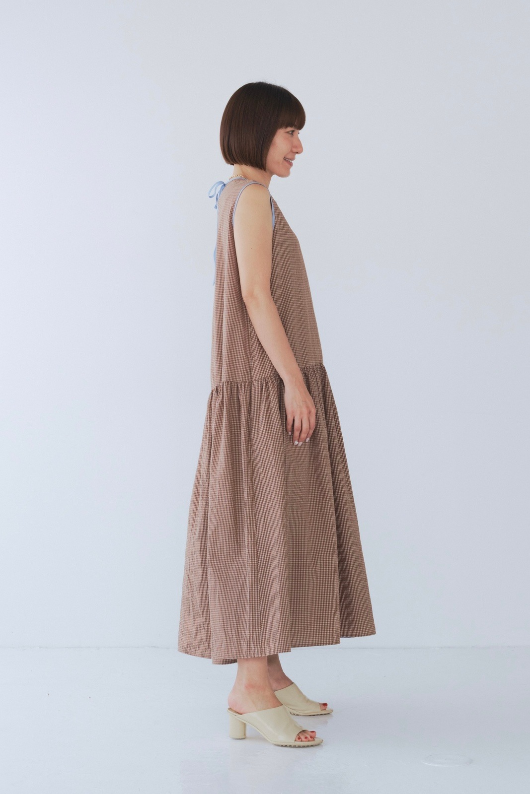 yori タータンチェックシアーワンピース 2025 36