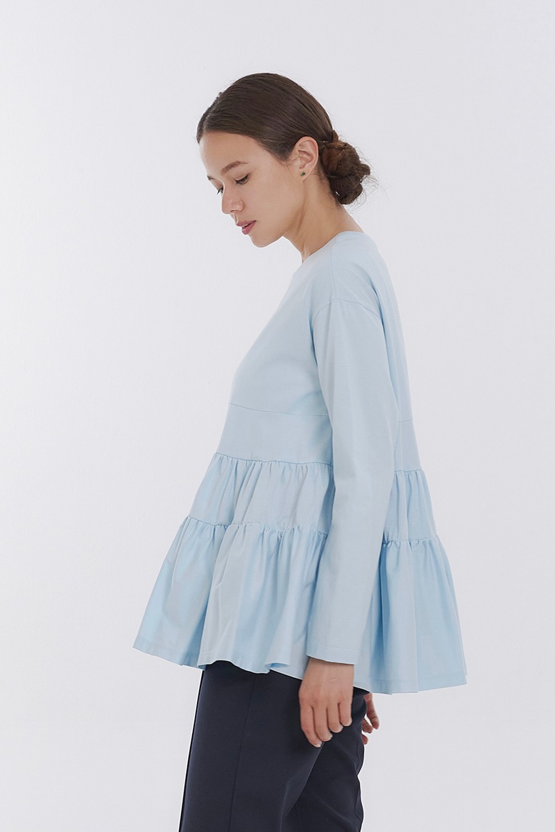 【完売・ほぼ未使用】yori ティアードブラウス インディゴ yori インディゴ ランダムティアードロングブラウス 2024SP