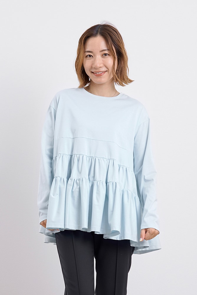 【yori】ヨリ　新品未使用　ティアードカットソー　フレアスリーブ ピンク 楽天市場】【中古】yoriフラットカラーティアード ブラウス YR21