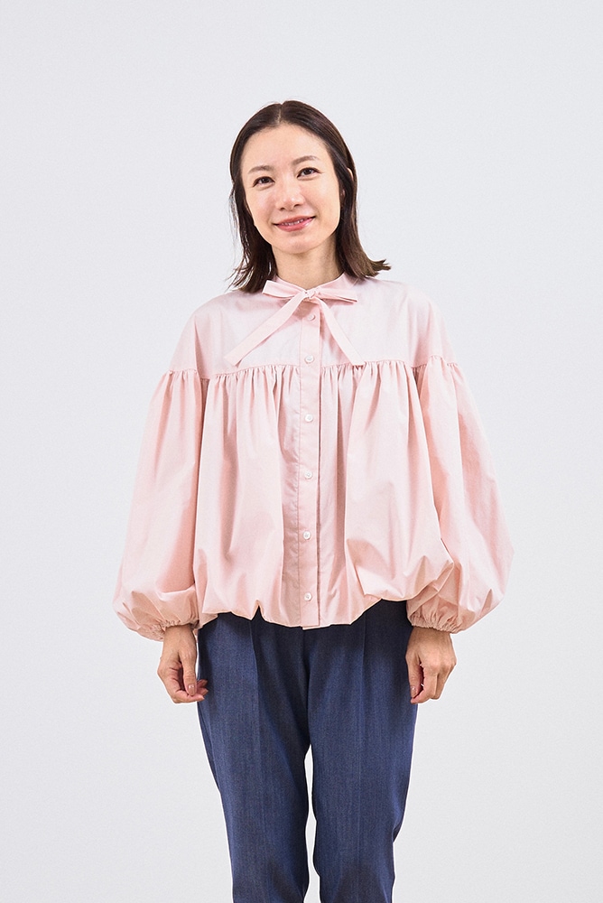 美品yori リボンバルーンブラウス ピンク ヨリ 2024SP