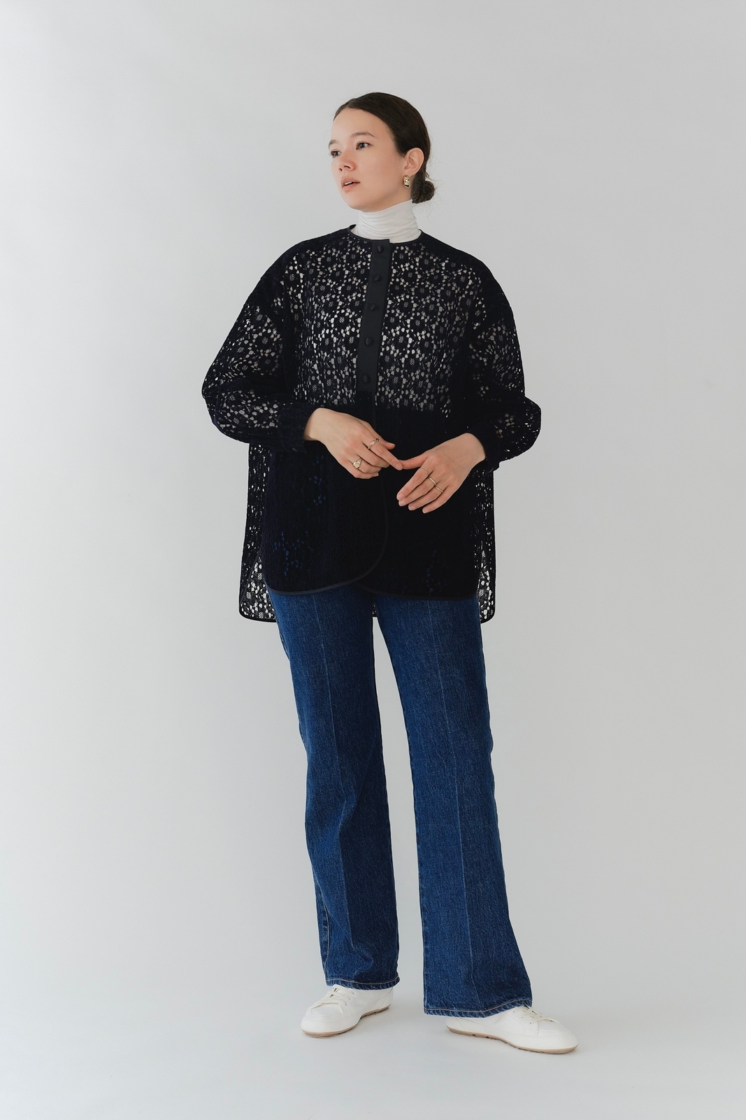 【新品　未使用】　yori フロッキーレースシャツ　2025AW フロッキーレースシャツ【2025AW】9/24pm21:00～発売 | 9/24pm21