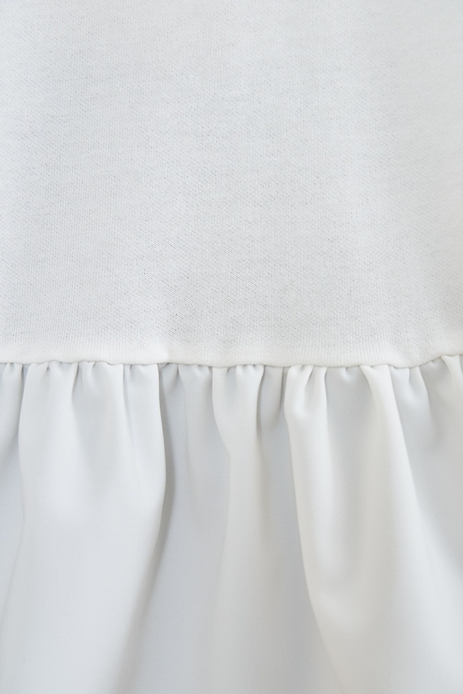 yori 裏毛ヘムギャザーカットソー ホワイト