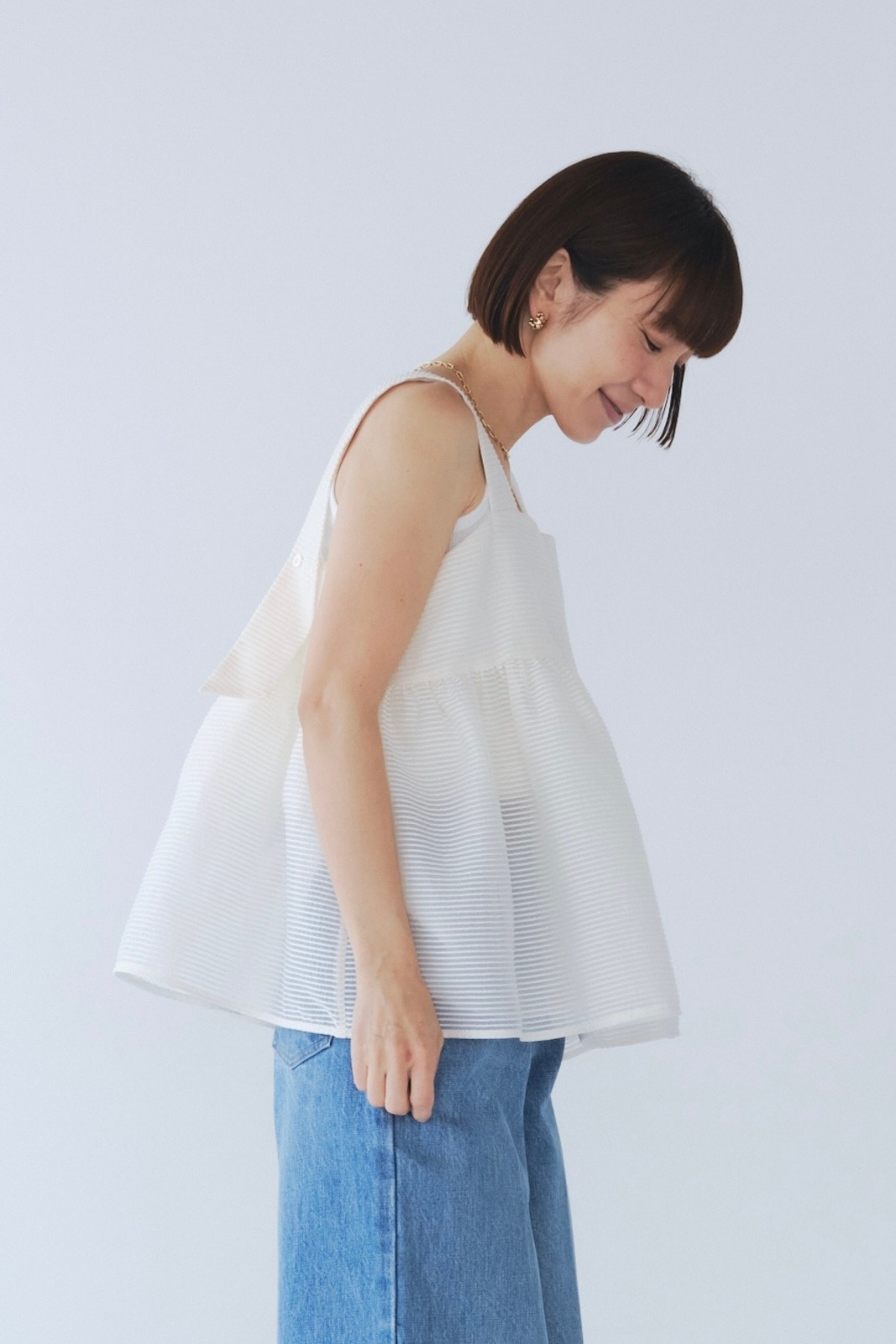 新品未使用♡shiroconシアーボーダーフレアキャミ 34♡yori ヨリ shiroconシアーボーダーフレアキャミ | 2025 SM Collection| yori