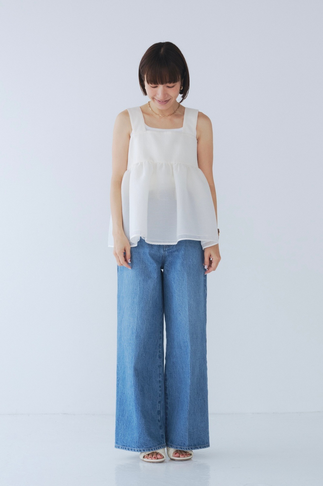 ♡April♡ シアーボーダーフレアキャミ 36 yori ヨリ ♡April様専用♡ シアーボーダーフレアキャミ 36 yori ヨリ