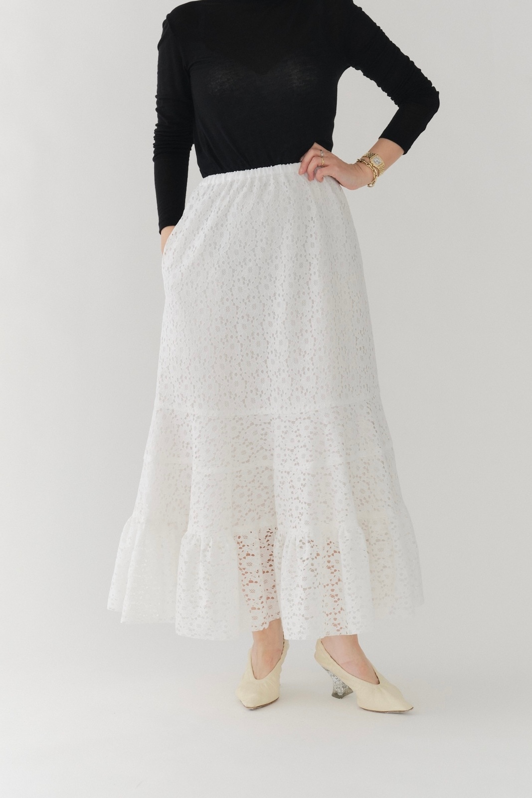 最終値下げyori フロッキーレーススカート新品タグ付き yori フロッキーレーススカート新品タグ付き