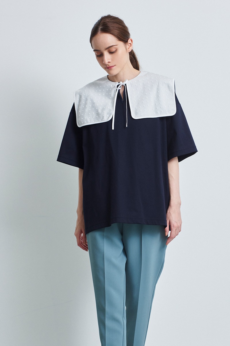 yori ヨリ フロッキードットカラーtee ブラック 新品 | www.jarussi.com.br