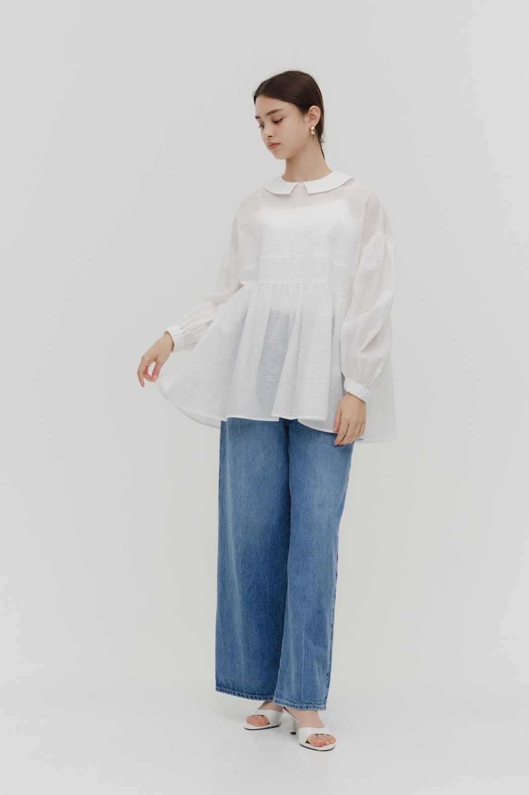 yori. オーガンジーブラウス　新品タグ付き yori ヨリ ドットオーガンジーブラウス
