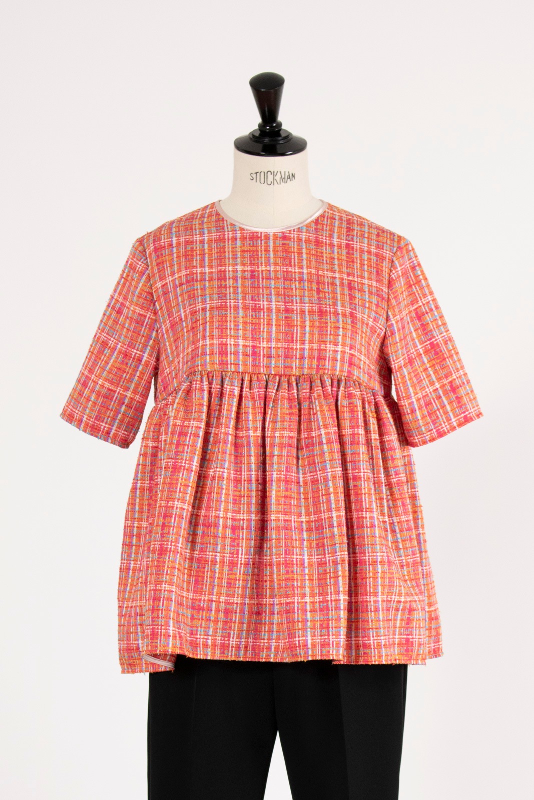 yori ミックスツイードブラウス ピンク　38 ドットサイドギャザーブラウス | 2024 AW Collection| yori