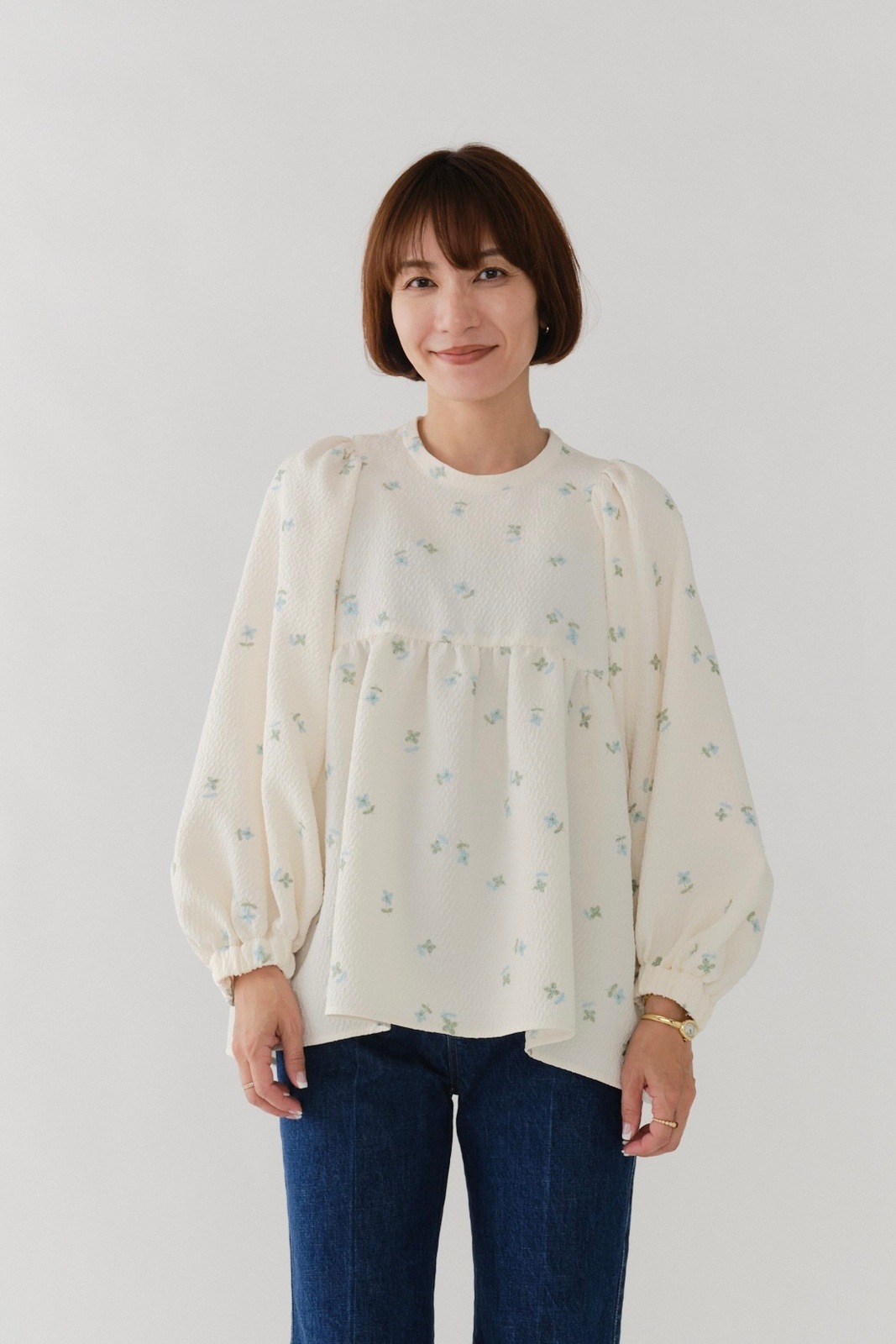 フクレ刺繍ギャザーブラウス【2025AW】