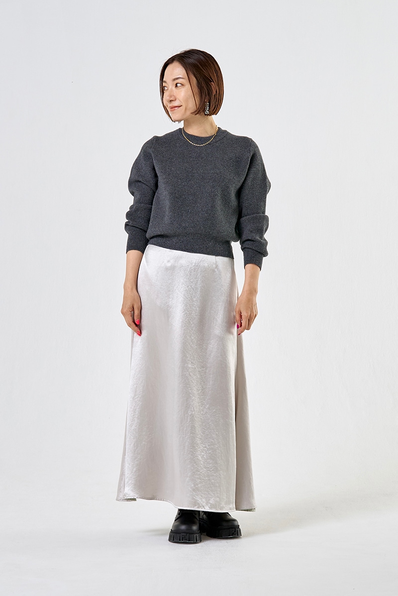 バイカラークルーネックニット | tops| yori