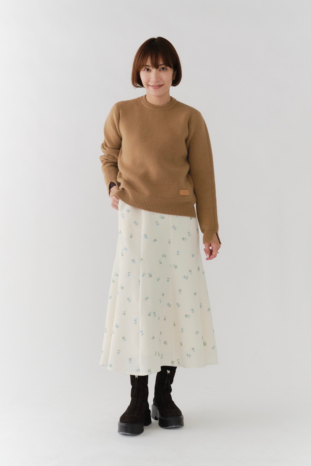 45R 刺繍入りフレアースカート 9月下旬発送予定 フクレ刺繍フレアスカート【2025AW】 | 2025 AW