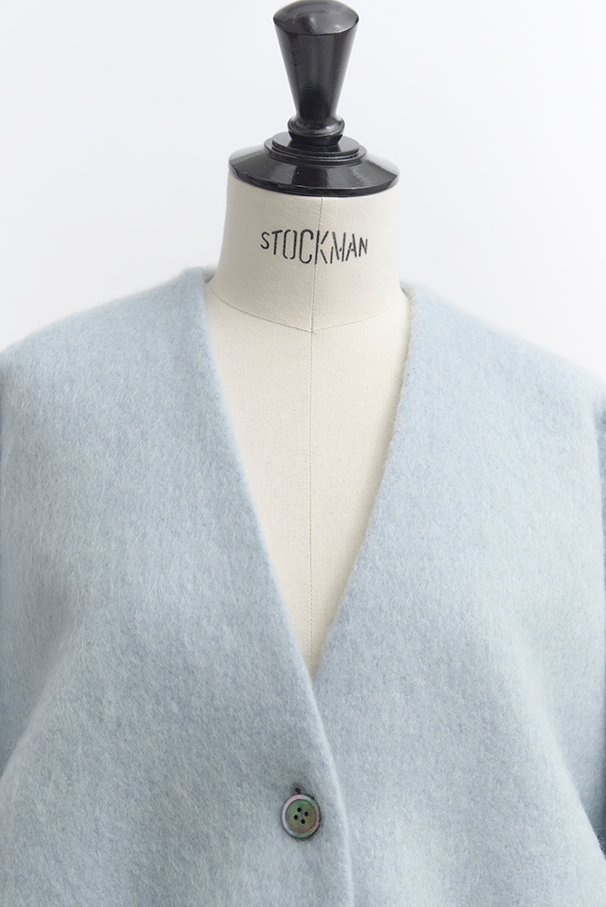 yori ウールモヘアシャギージャケットライトブルー