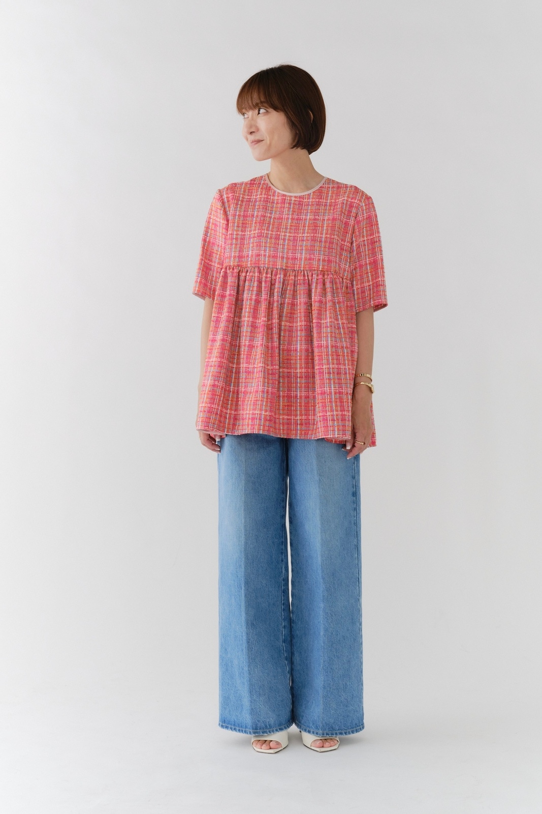 完売品　yori イッピーチェックフレアブラウス　2025 定価24200 イッピーチェックフレアブラウス | all item| yori
