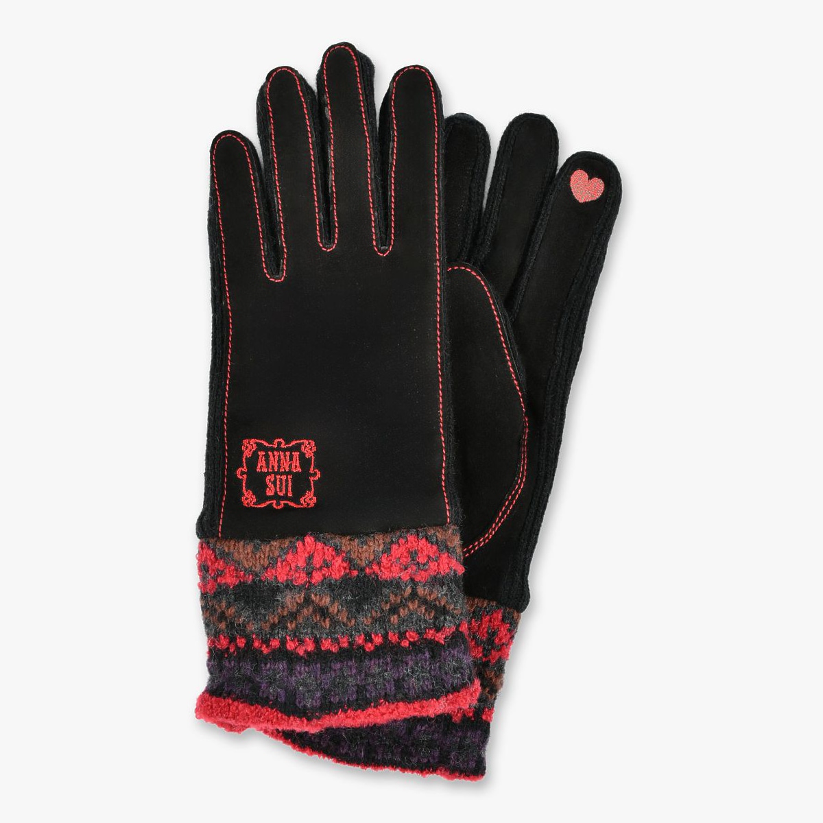 ANNA SUI 手袋　2点　ブラウン、ブラック　レザー　蝶　レオパード ANNA SUI 手袋 レザー ブラウン 蝶 レオパード - メルカリ