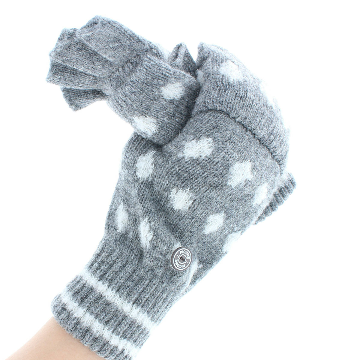 ピッコーネ 人気ブランド レディース ニット手袋 2way フード付き 指紋認証 スマホ対応 ドット柄 防寒対策 プレゼント ギフト 業界no 1