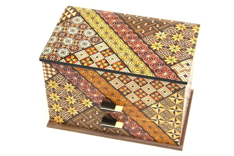 7寸2ツ引き出し ハネ鏡 小寄木 | 小引き出し | 寄木細工専門店 箱根