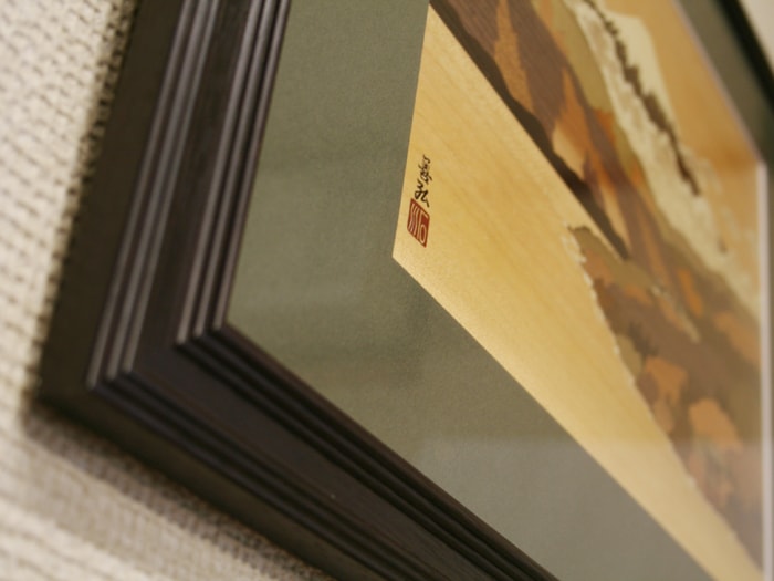 木象嵌（もくぞうがん）芦ノ湖 木工美術品 木象嵌(もくぞうがん)箸置き |