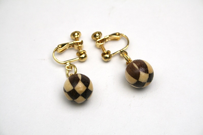 ピアス　 寄せ木細工　18金　アクセサリー　工芸品 Kinoel キノエル ピアス 木製 組子細工 寄木細工 アクセサリー