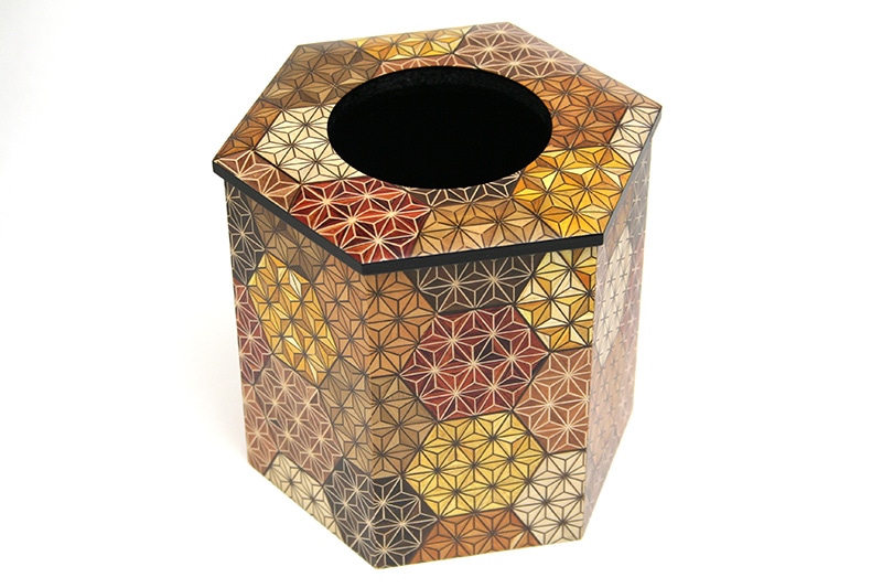 寄木六角くず入れ 亀甲 | ティッシュ箱＆くず入 | 寄木細工専門店 箱根