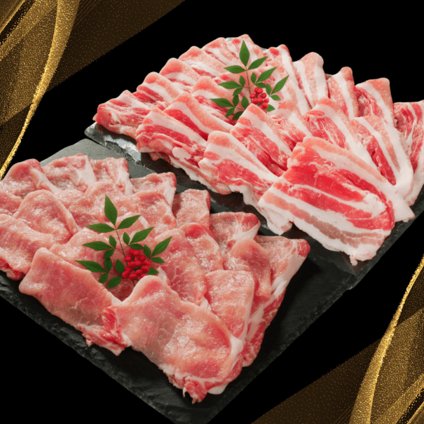 大分で育った豚　米の恵み　豚バラ・ローススライスセット<br>各400g×1P(800g~)