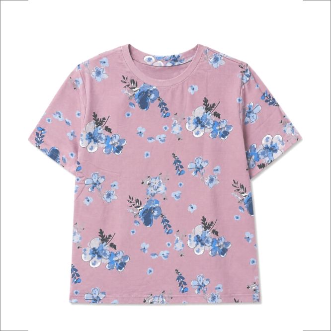 プリーツ】七分袖 Tシャツ レディース 花柄 水玉 プリーツ切替
