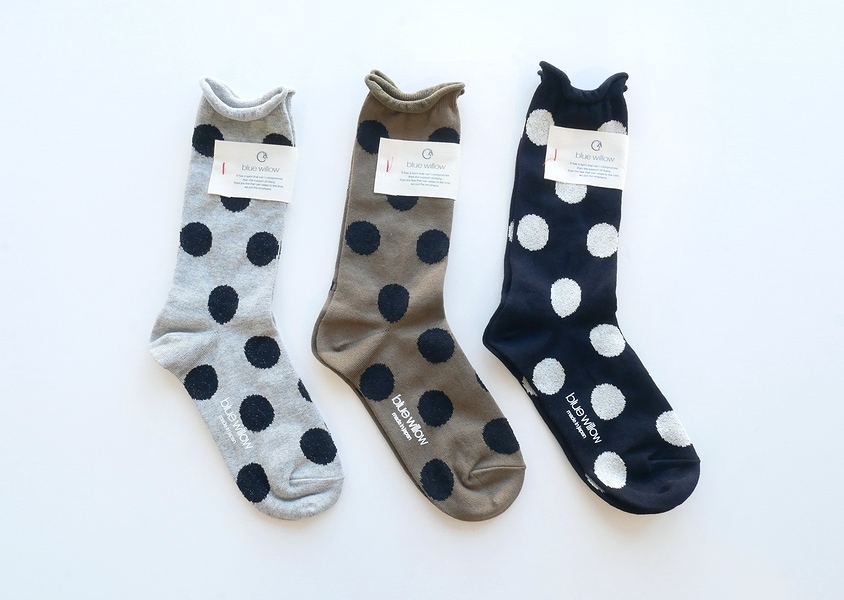 【blue willow（ブルーウィロー）＊コットンドットソックス(3色)】