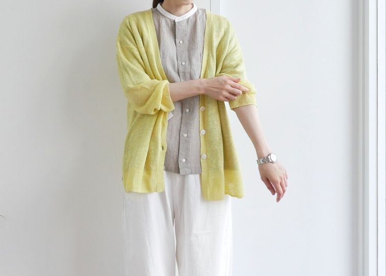 blue willow リネン2ウェイカーディガン(新品) 30%OFF【blue willow(ブルーウィロー)*リネンニット長袖