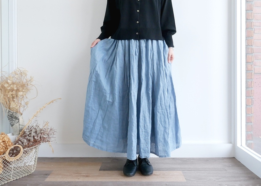 a+koloni（コロニー）＊ベルギーリネンギャザースカート(4色