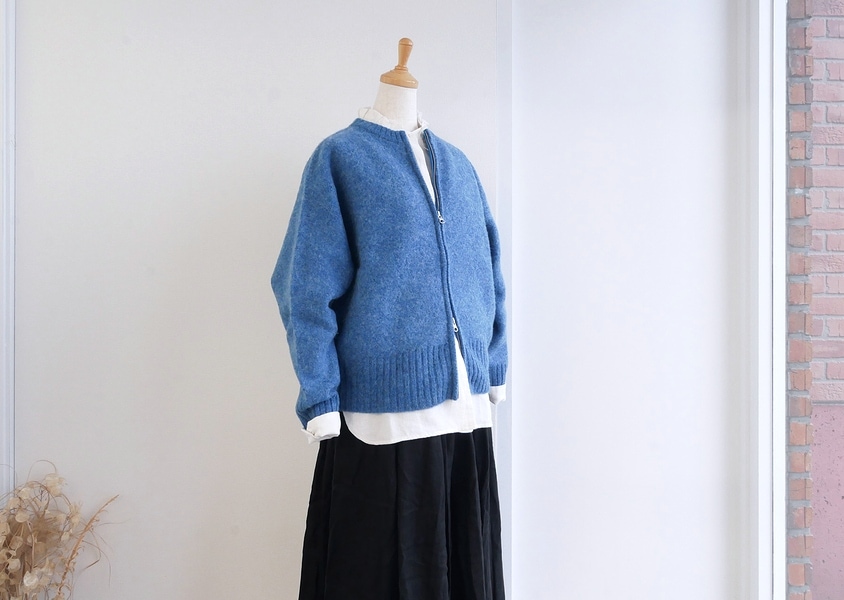 【mao made(マオメイド)＊圧縮ウールダブルジップクルーネックブルゾン(2色)】
