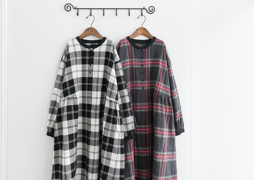 30%OFF【blue willow（ブルーウィロー）＊C/Lチェック衿配色ワンピース