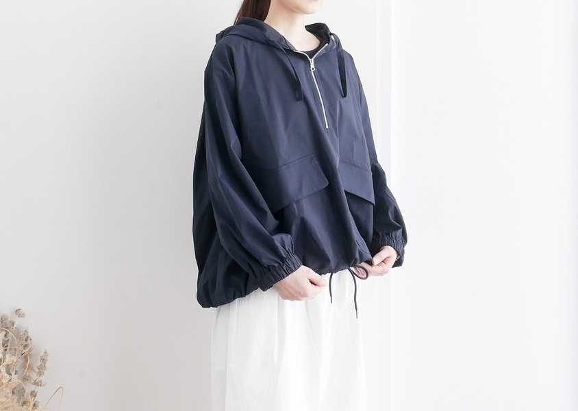 【mao made(マオメイド)＊ヴィンテージツイルHALF ZIP BIGポケットアノラックパーカ(2色)】