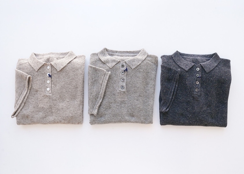 【YURK（ユルク）＊LINEN MIX KNIT 鹿の子編みポロニット(3色)】