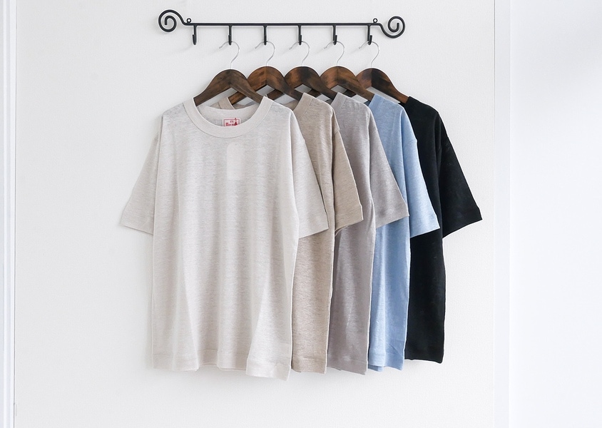 【mao made(マオメイド)＊ベルギーリネンハーフスリーブスタンダードTEE(5色)】