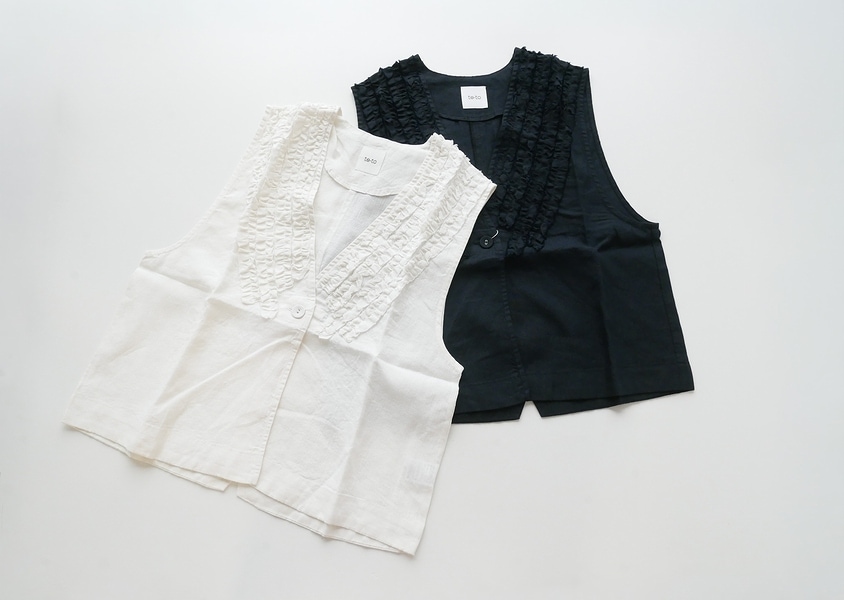 te-to(テト)＊リネンフリルベスト(2色)】 | TOPS/トップス,重ね着&羽織