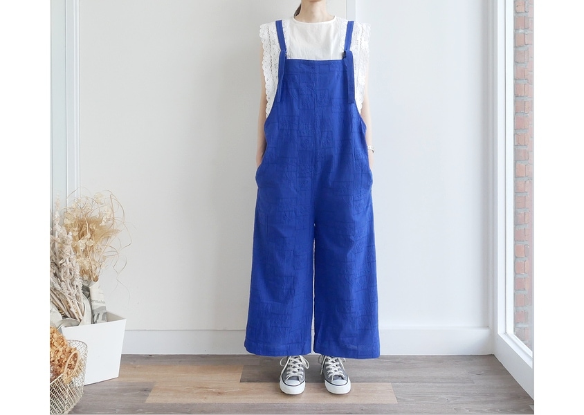 【YURK（ユルク）＊生地染めボタニカル刺繍サロペット(3色)】