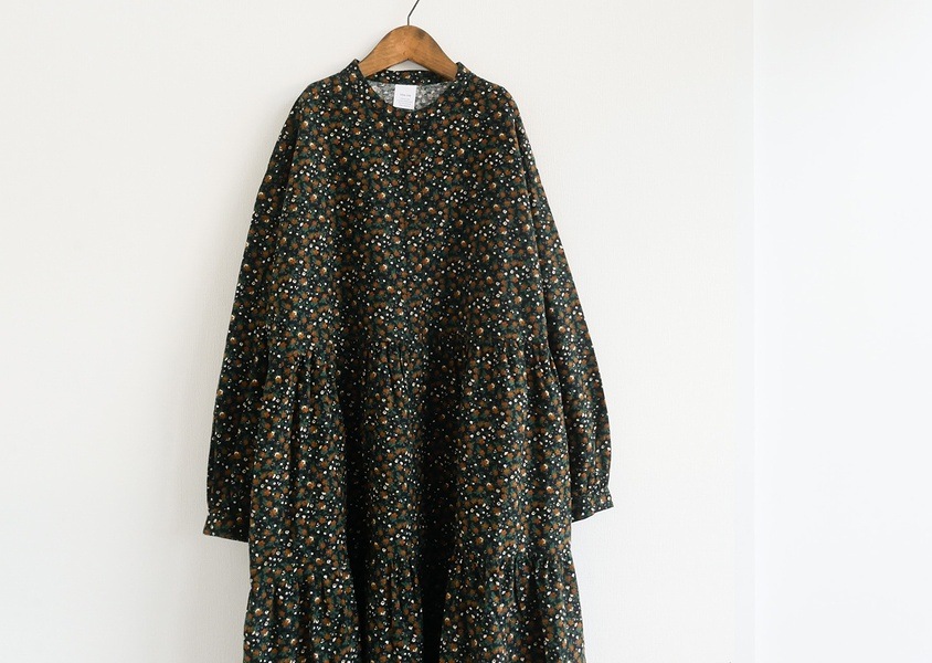 glam33 ista-ire 起毛フラワープリントティアードワンピース glam33 ista-ire 起毛フラワープリントティアードワンピース フラワー