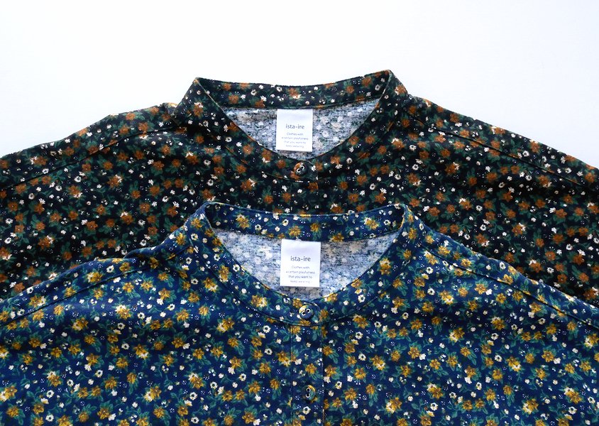ゆべし　ista-ire 起毛フラワープリントワンピース　ネイビー ista-ire（イスタイーレ）＊起毛フラワープリントティアードワンピース